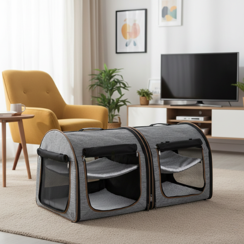 Portable Soft-sided Pet Cat Carrier With Divider