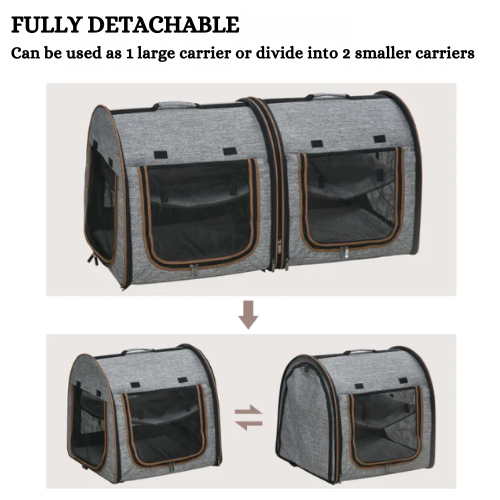 Portable Soft-sided Pet Cat Carrier With Divider