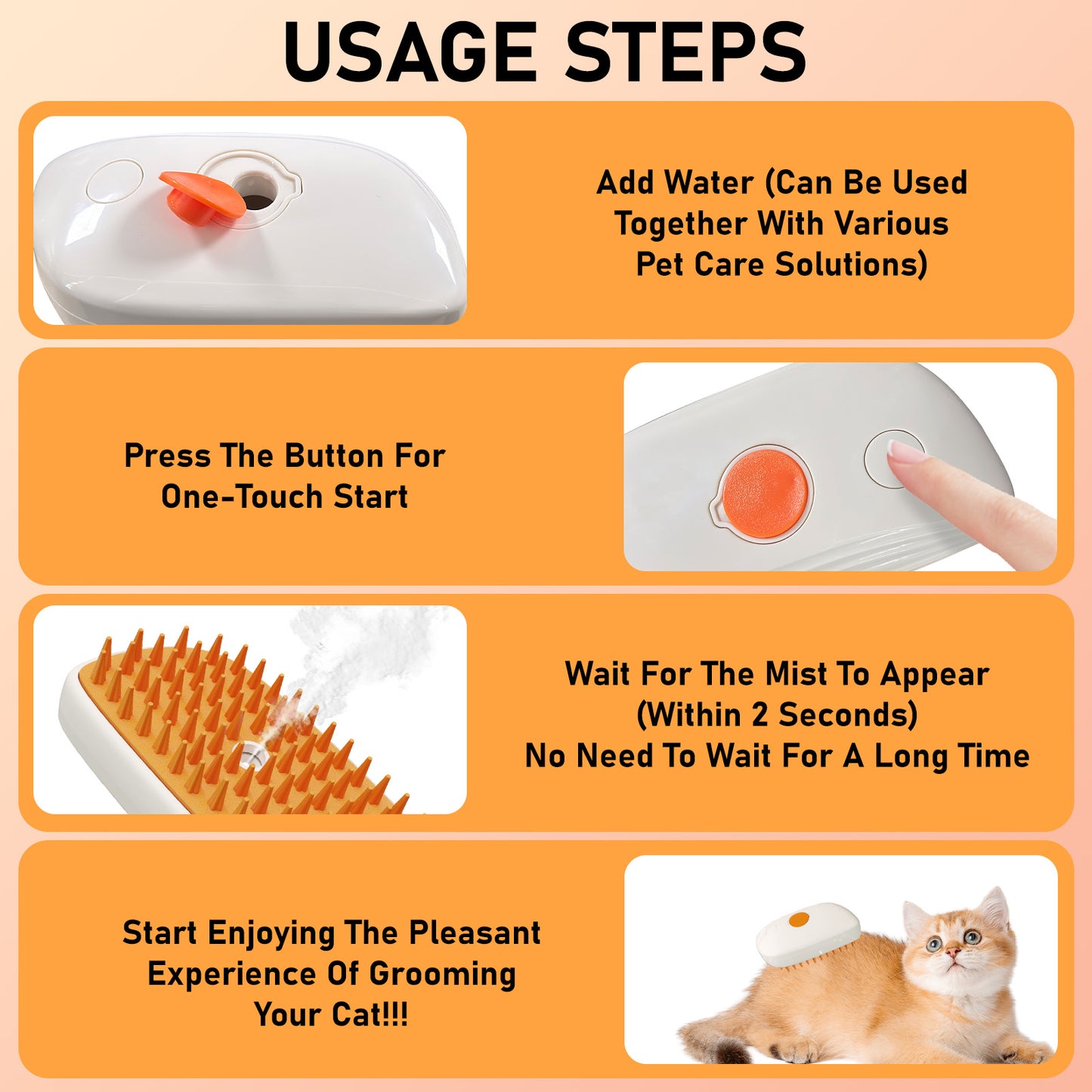 4-in-1 Cat Steam Grooming Brush